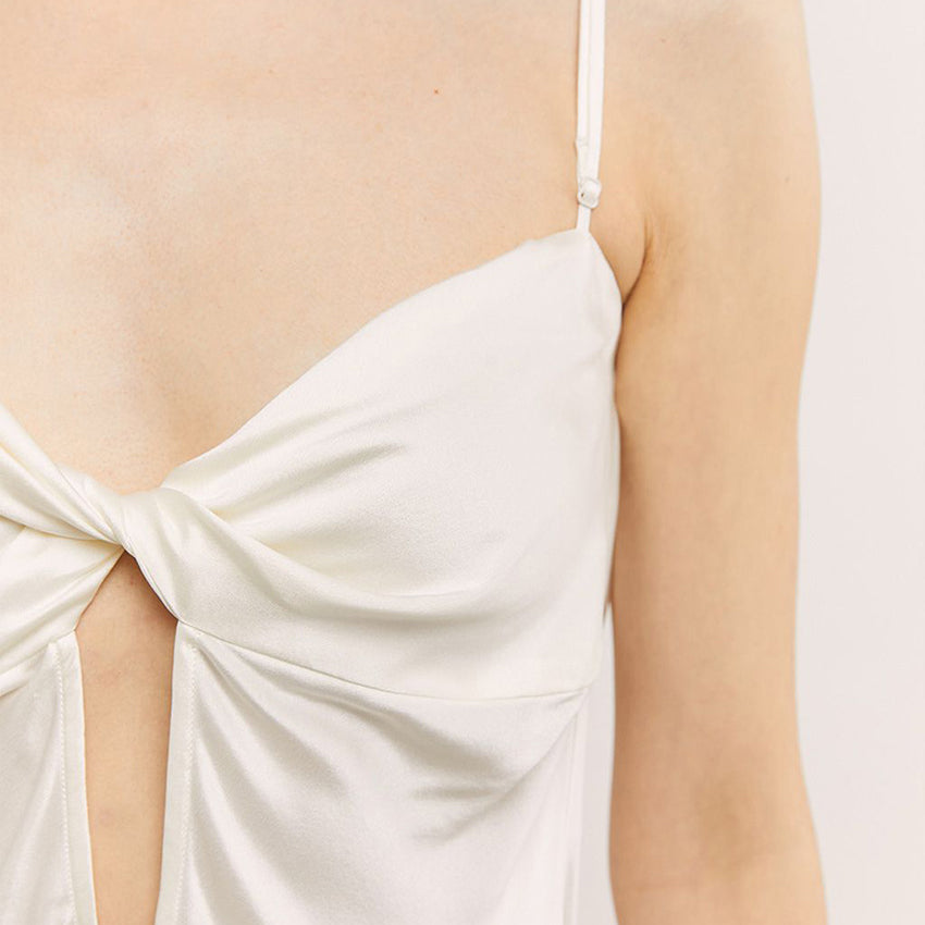 Halter Sleeveless Hollowed-out Satin Nightdress