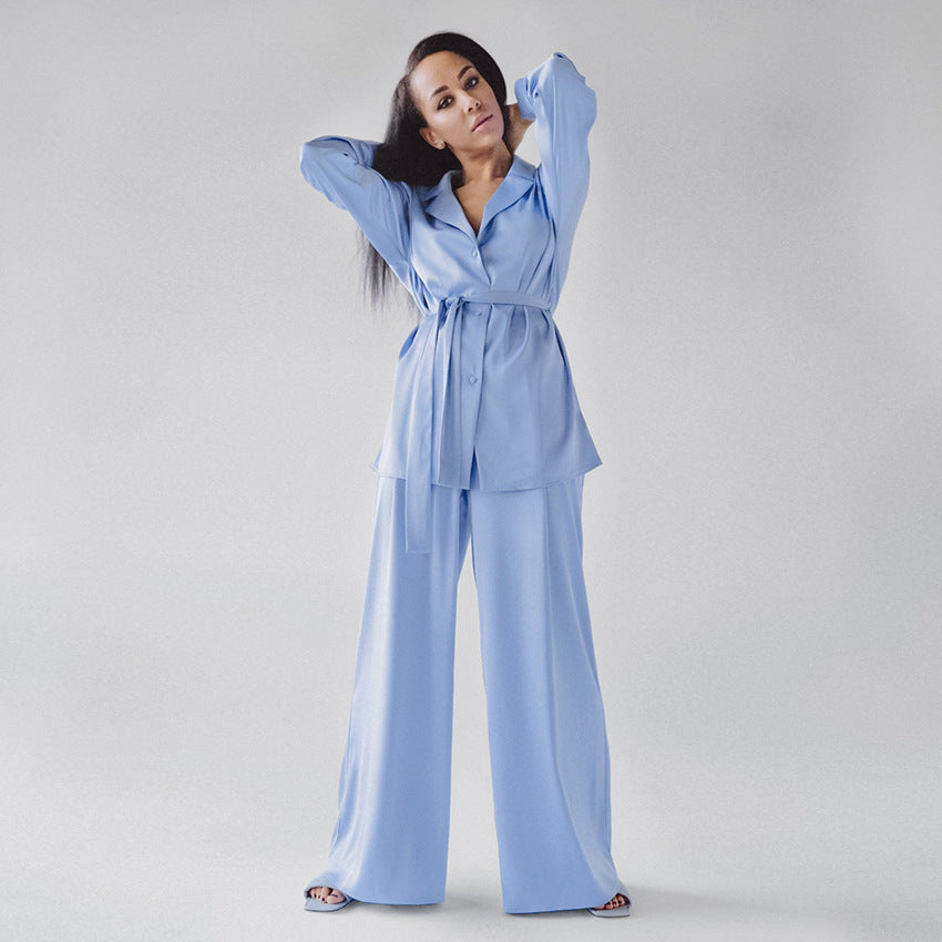 Loose Lapel Collar Pajamas Set