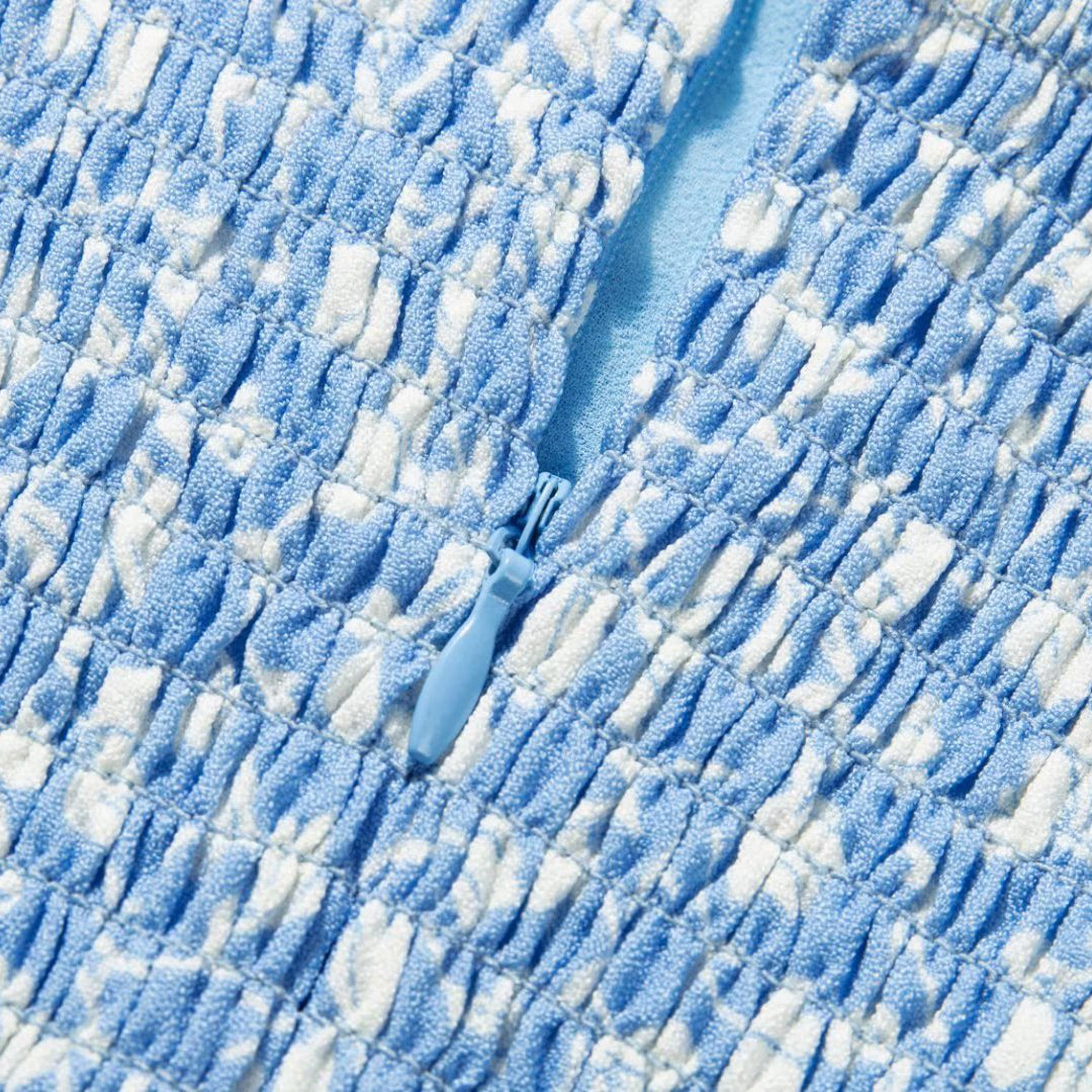 Printed Sweetheart Midi Dress with Slit