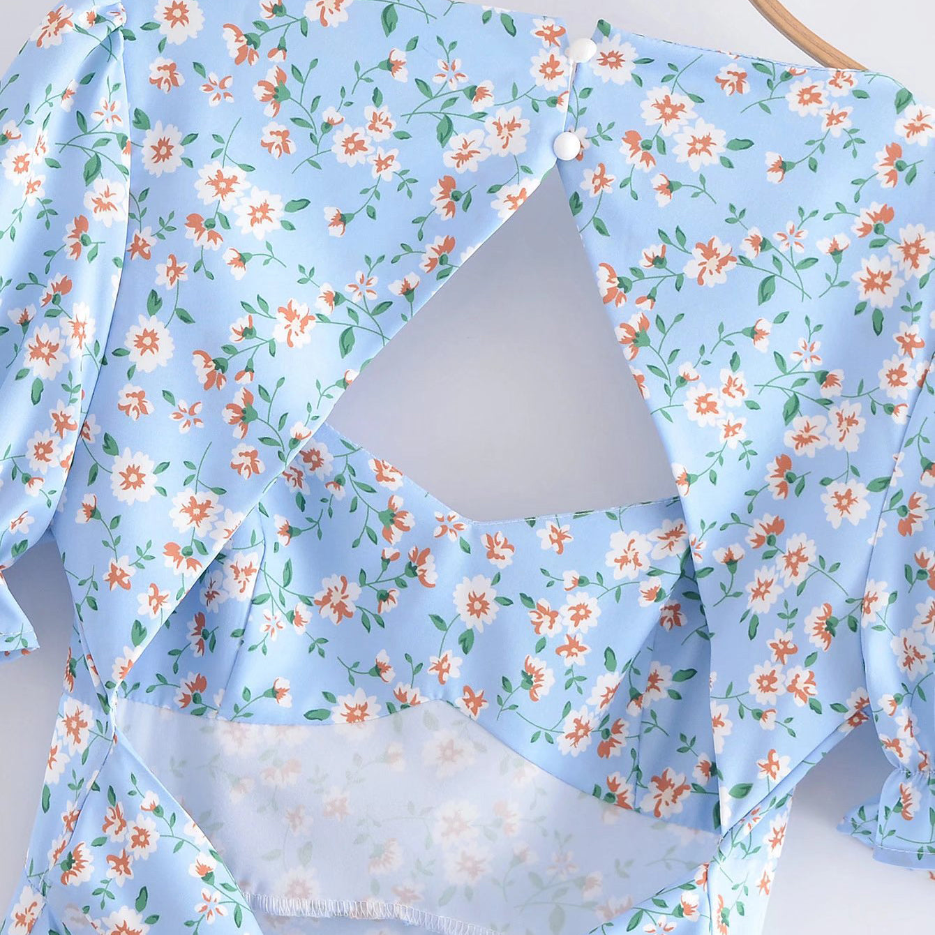 Puff Sleeve Dress with Back Cut Out