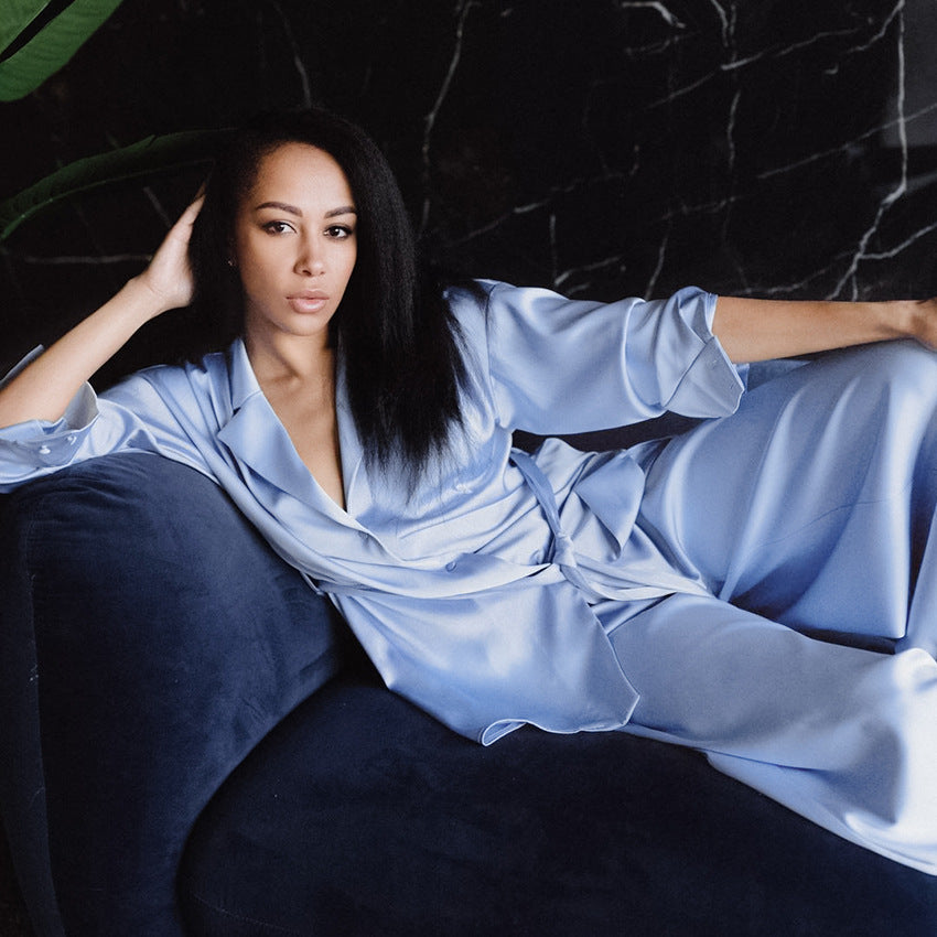 Loose Lapel Collar Pajamas Set