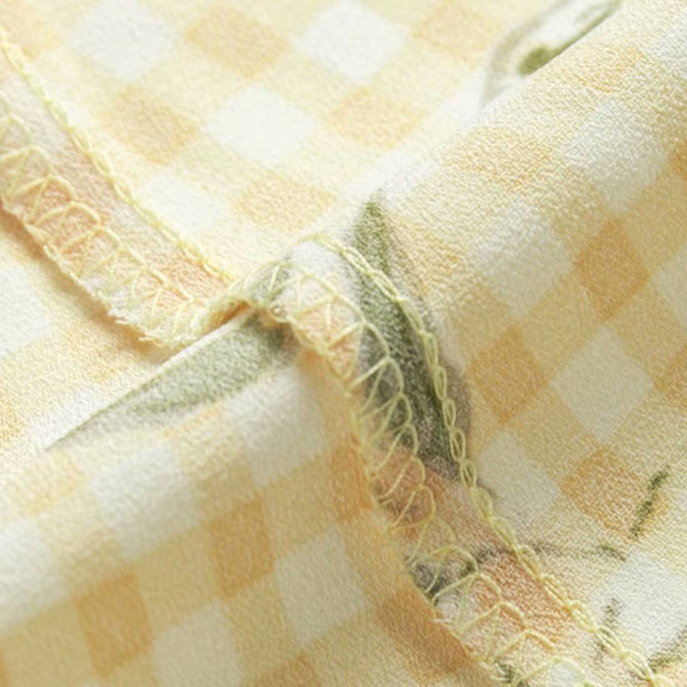 Plaid Floral Midi Dress