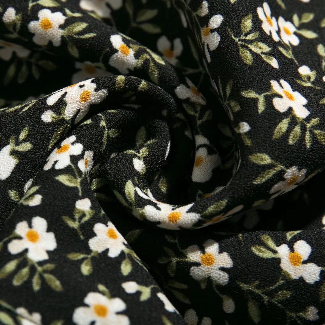 Puff Sleeve Midi Dress with Thigh Slit