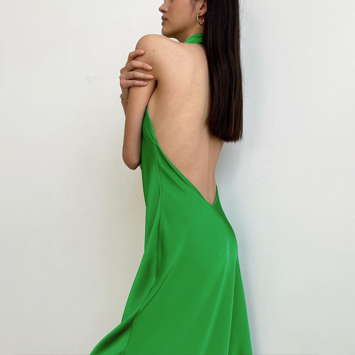 Halter Satin Sexy Backless Dress