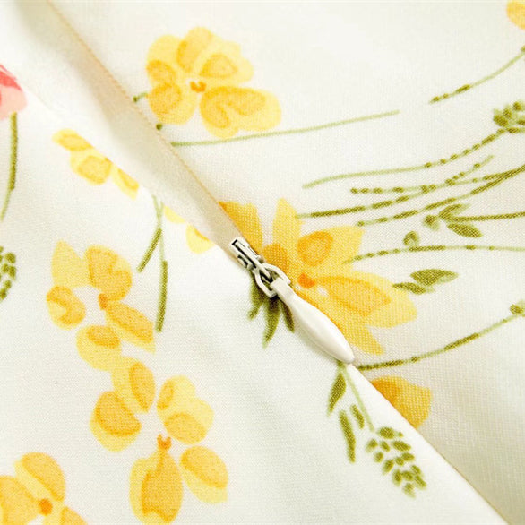 Printed Dress with Thigh High Slit