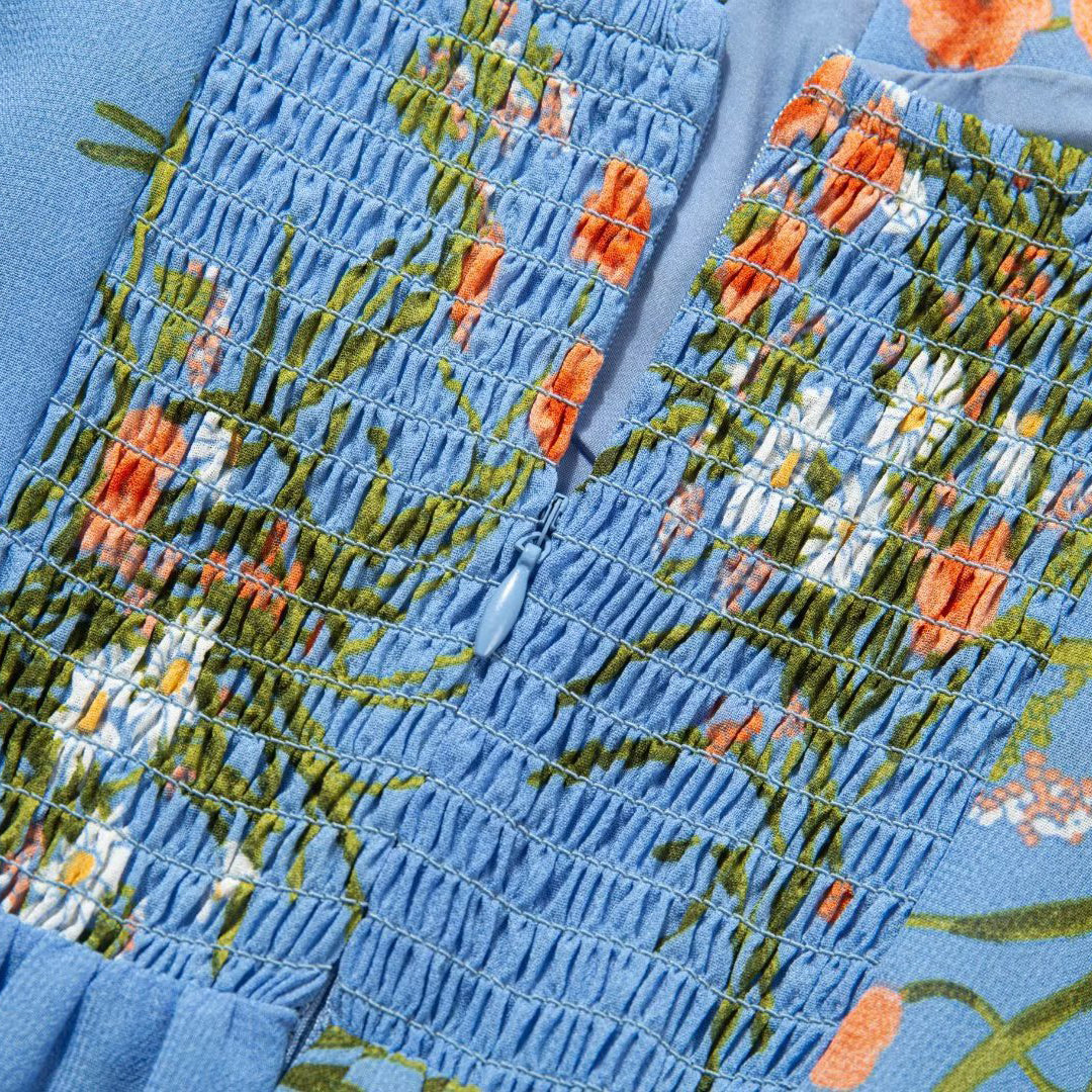 Draped Waist Printed Midi Dress