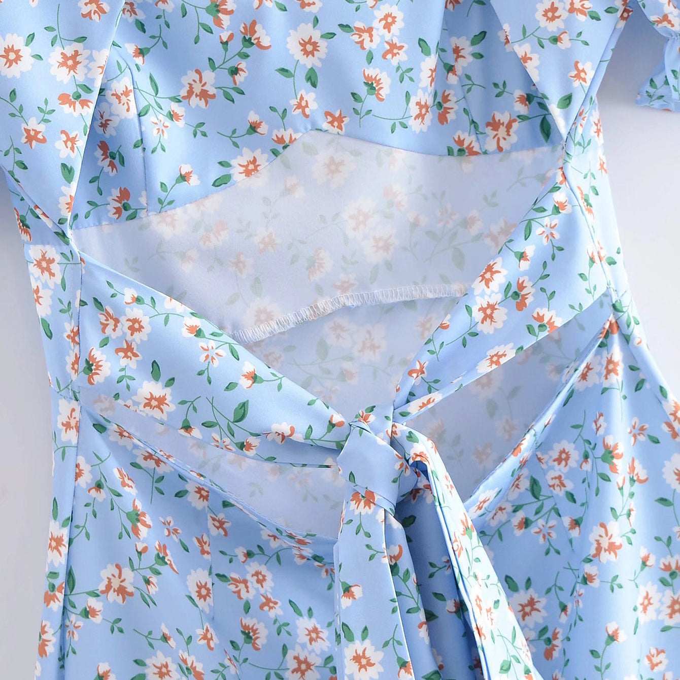 Puff Sleeve Dress with Back Cut Out