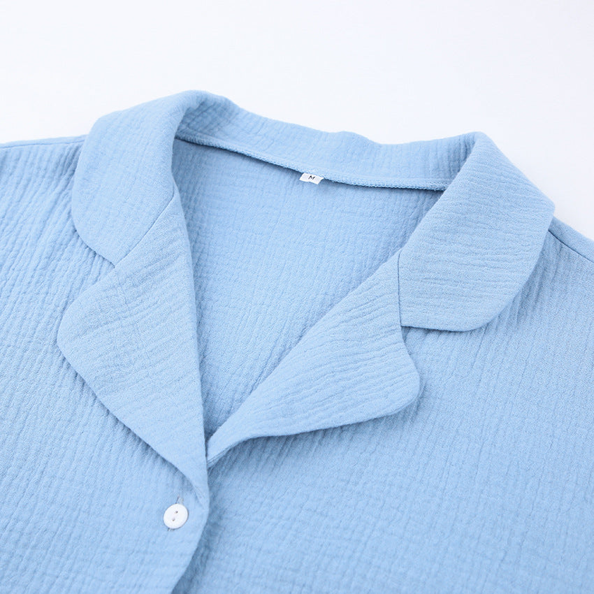 Casual Comfortable Double Crepe Auricular-edged Pyjamas