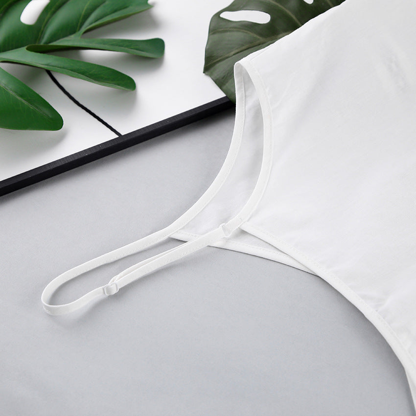 Contracted Natural Sleeveless Splice Cotton Linen Nightdress