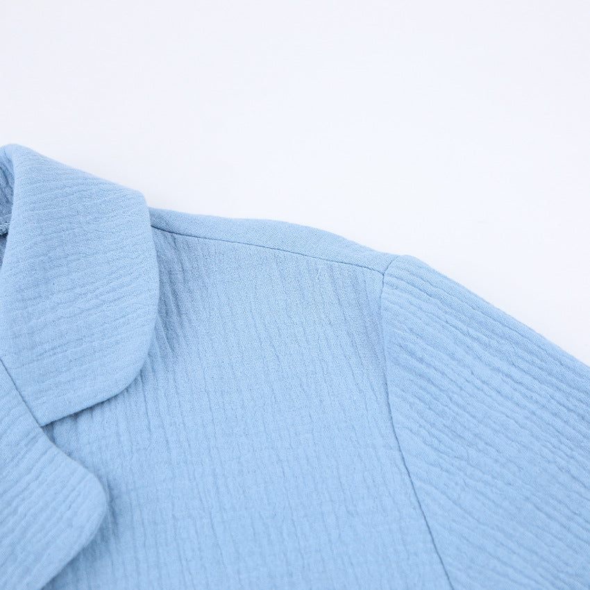 Casual Comfortable Double Crepe Auricular-edged Pyjamas