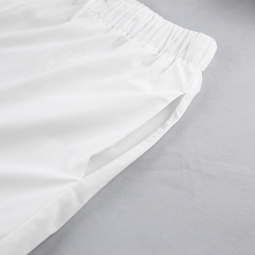 Contracted Natural Sleeveless Splice Cotton Linen Nightdress