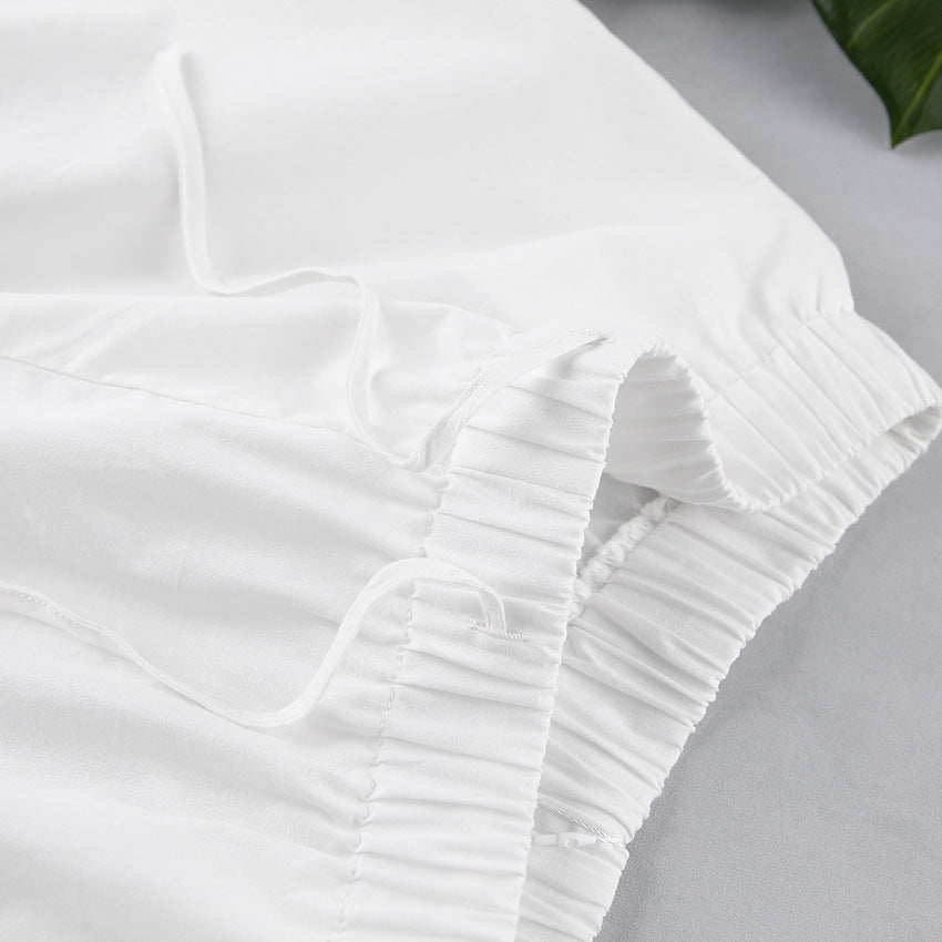 Contracted Natural Sleeveless Splice Cotton Linen Nightdress