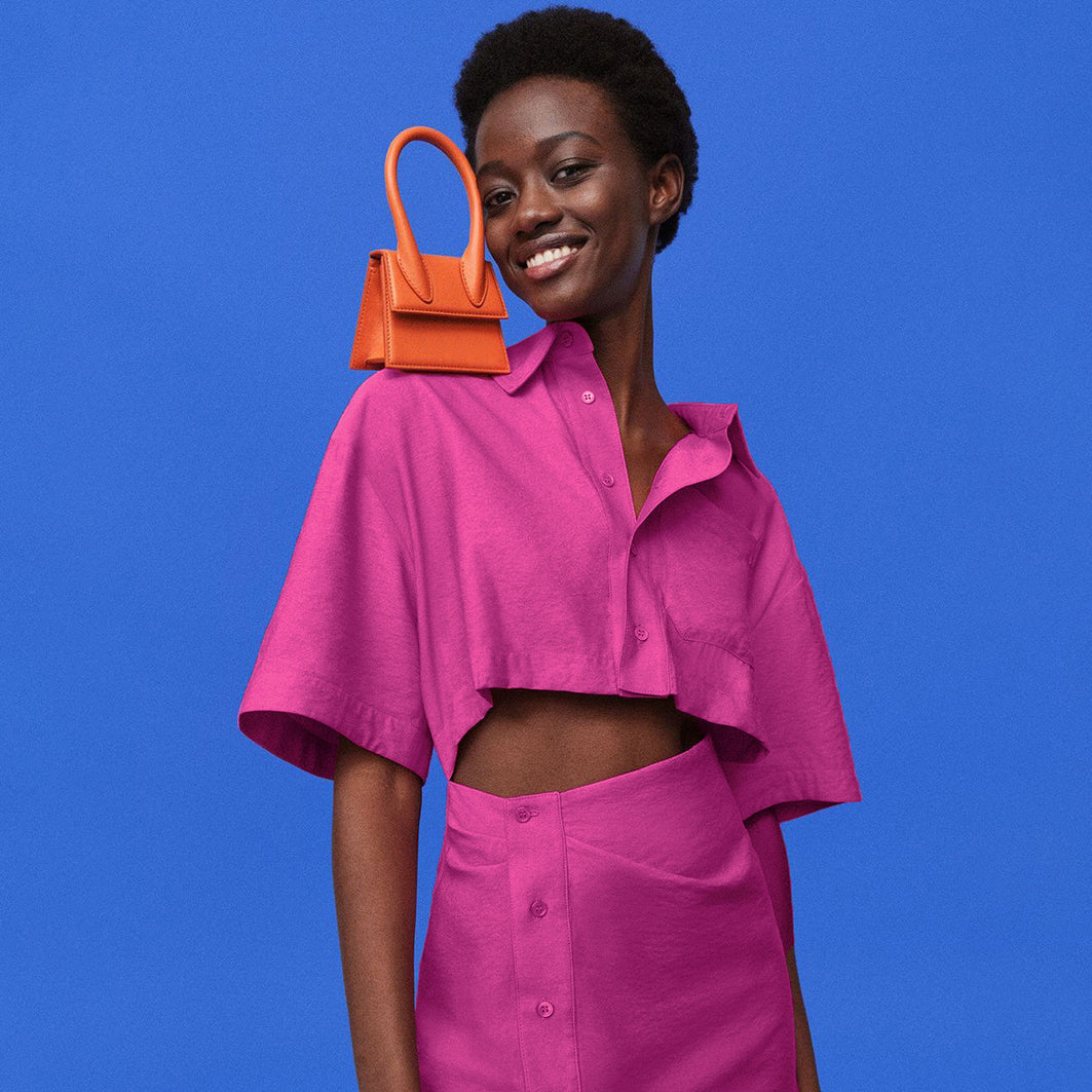 Pink Hollowed-out Midi Shirt Dress