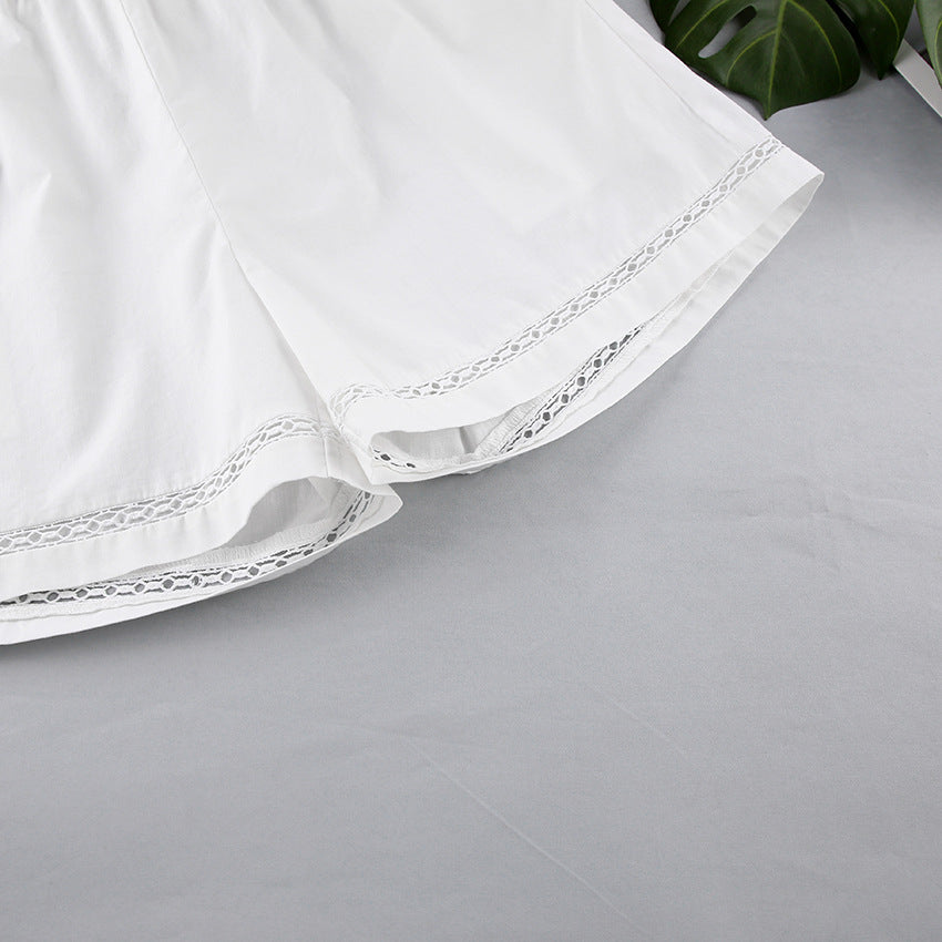 Contracted Natural Sleeveless Splice Cotton Linen Nightdress