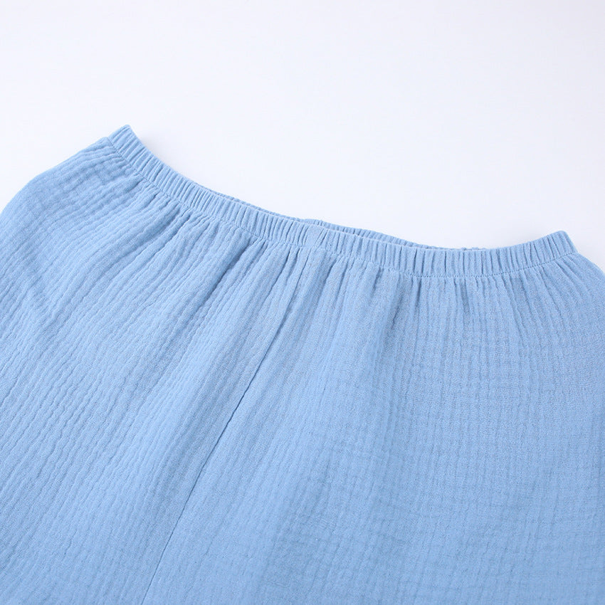 Casual Comfortable Double Crepe Auricular-edged Pyjamas