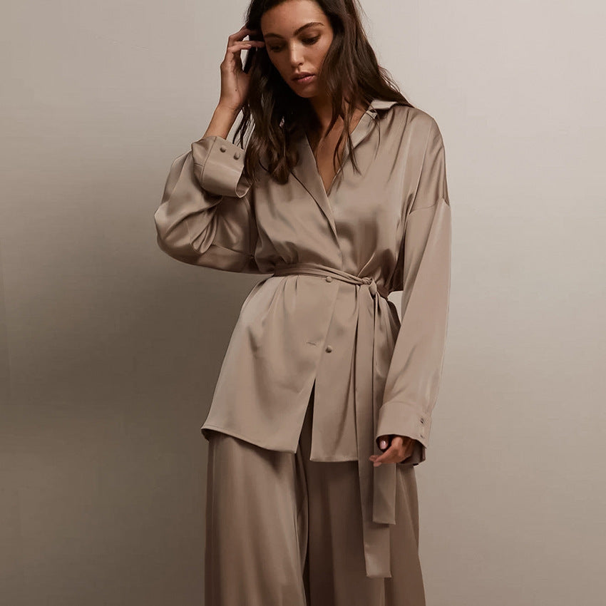 Loose Lapel Collar Pajamas Set