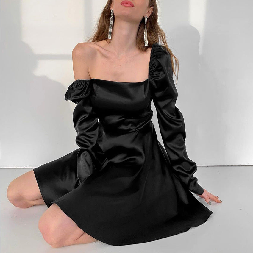 Club Night Elf Square Collar Bubble Sleeve Dress