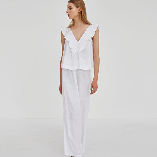 Auricular-edge Stitching Vest Comfortable Cotton Pajamas