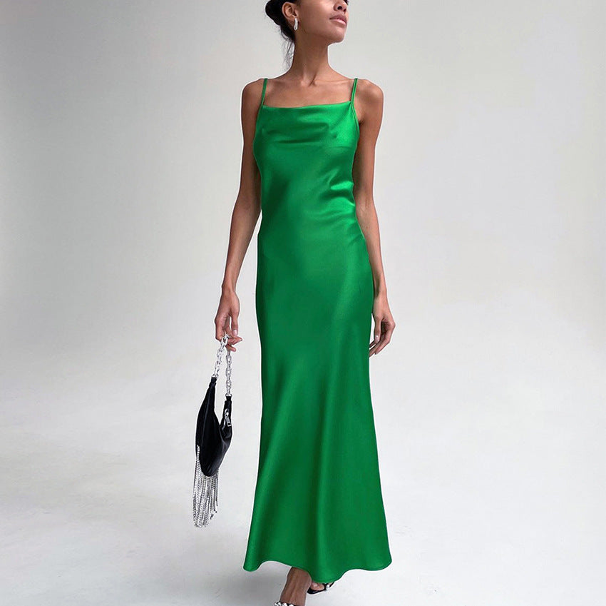 Satin Frock Satin Strap Maxi Dress