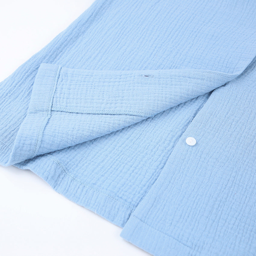 Casual Comfortable Double Crepe Auricular-edged Pyjamas