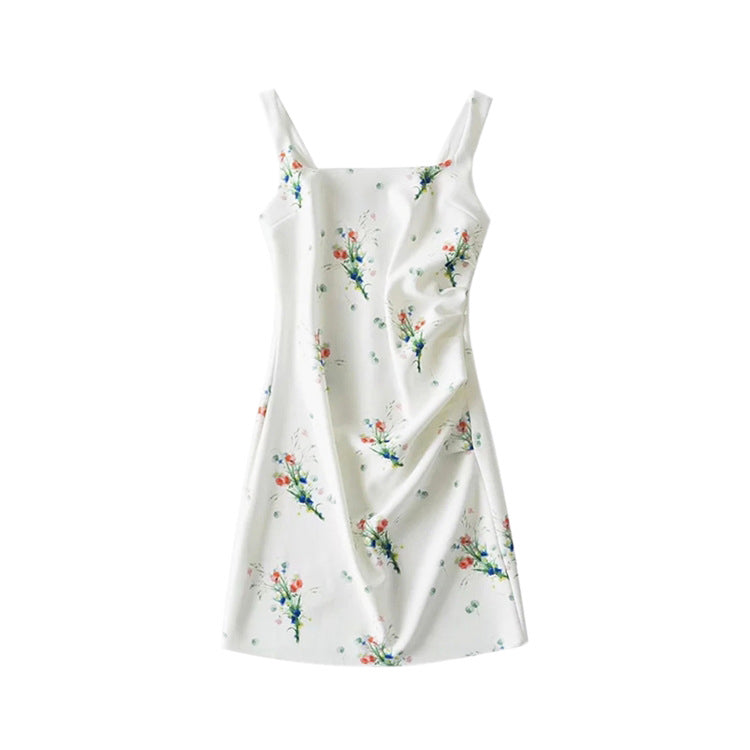Sleeveless Printed Dress with Bust Dart