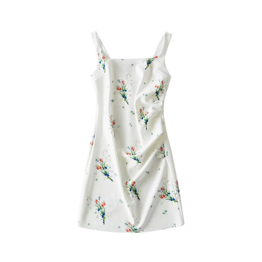 Sleeveless Printed Dress with Bust Dart