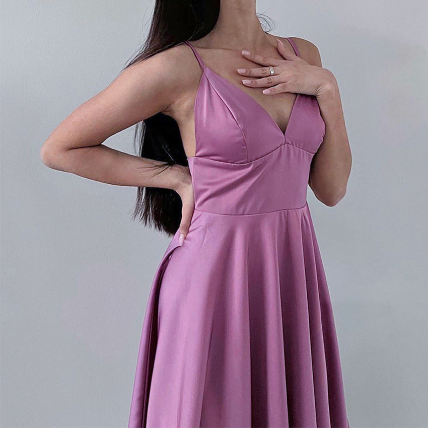 Sexy V-neck Halter Slim Waist Dress