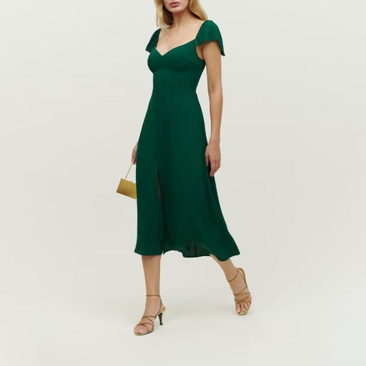 Sweetheart Midi Dress with Slit