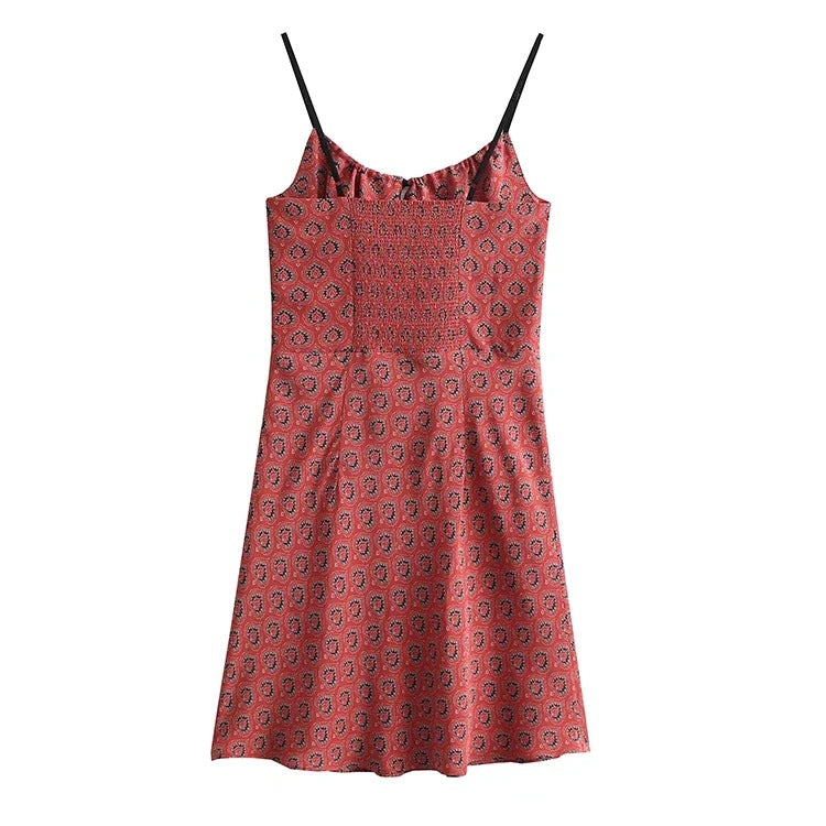 Printed Cami Dress Sling refreshing summer beach dress