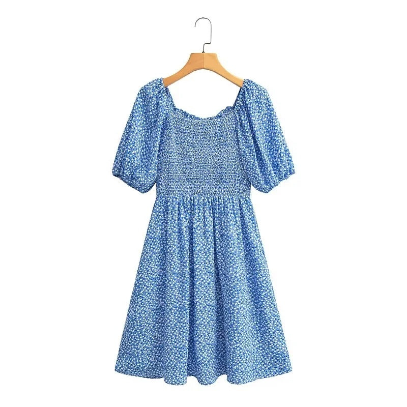 Printed Puff Sleeve Dress