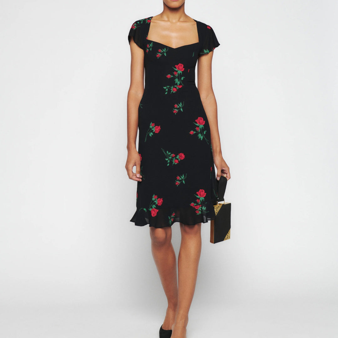 Printed Cap Sleeve Dress