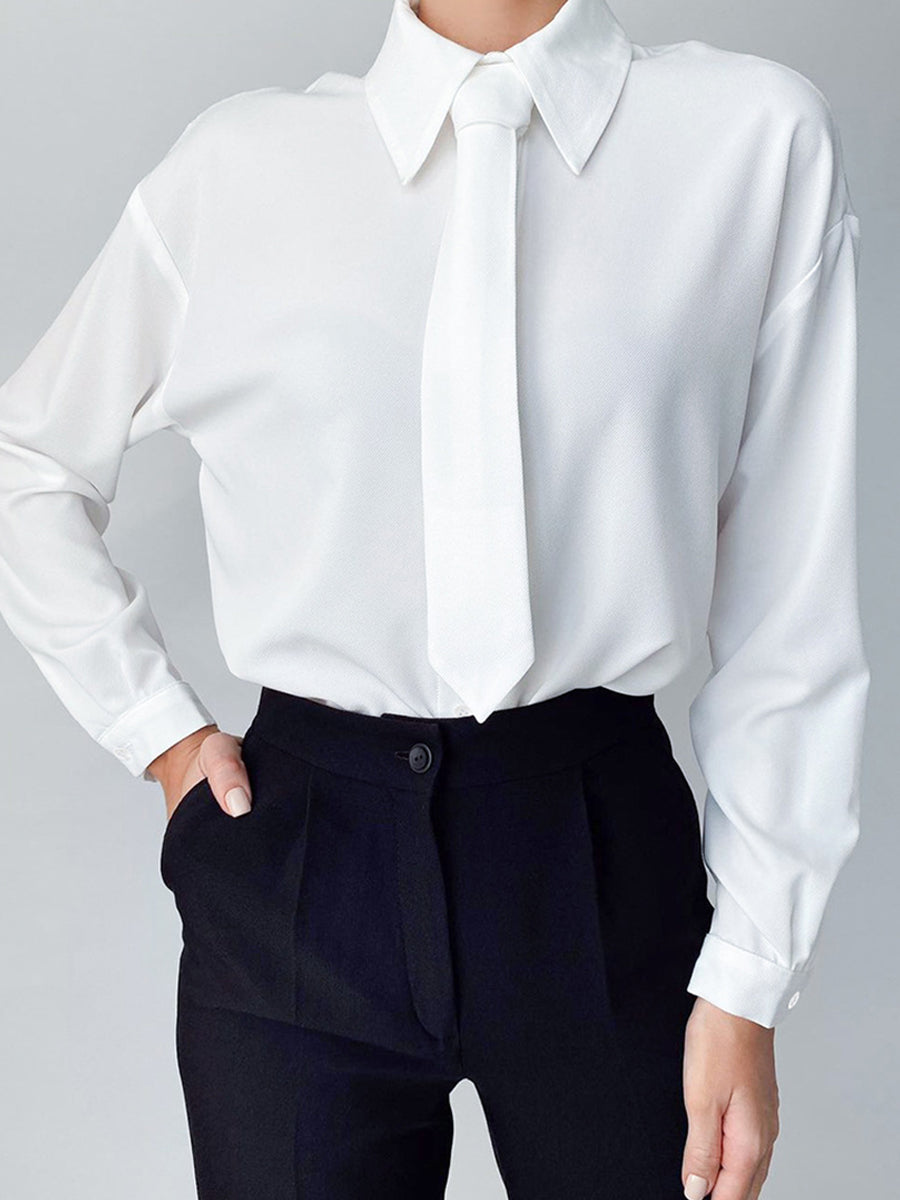 Lapel Collar Shirt Cardigan long sleeve shirt  casual style