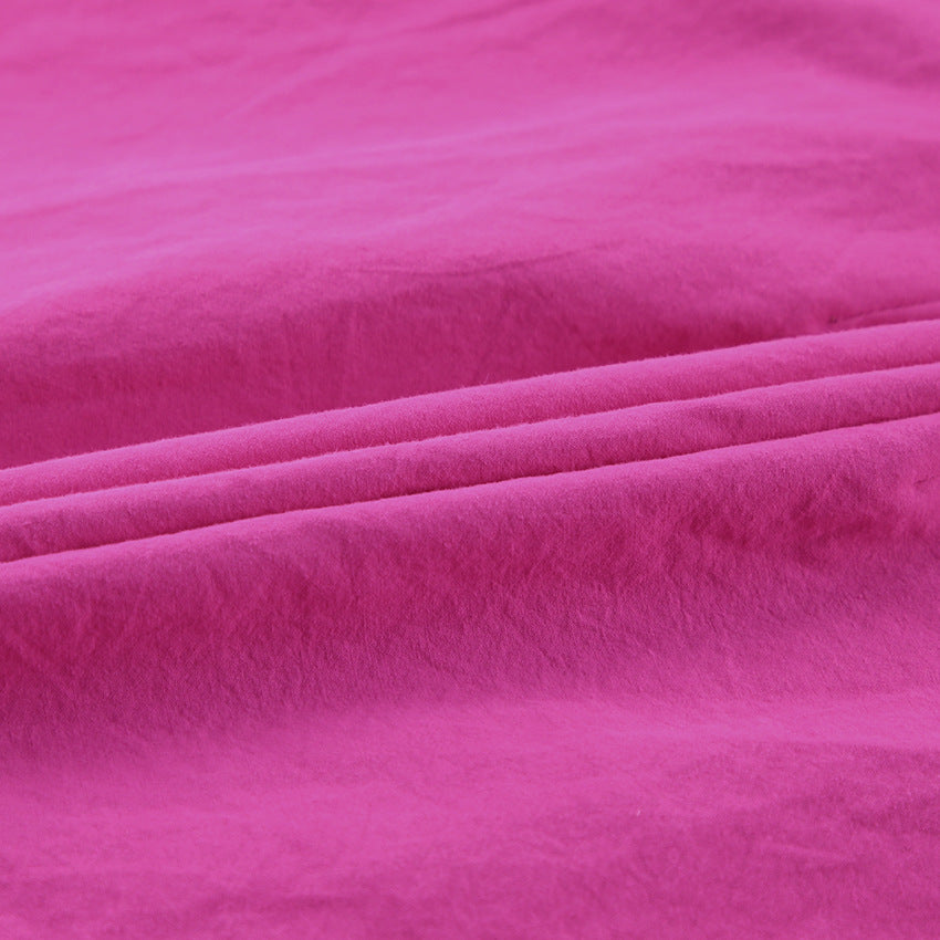 Pink Hollowed-out Midi Shirt Dress