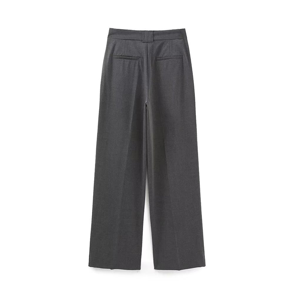 Wide Leg Double Pleated Loose Fit Pants