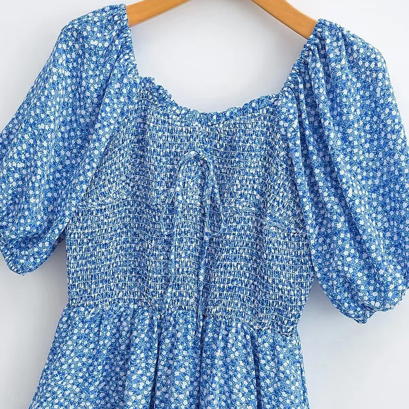 Printed Puff Sleeve Dress