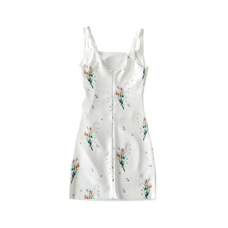 Sleeveless Printed Dress with Bust Dart