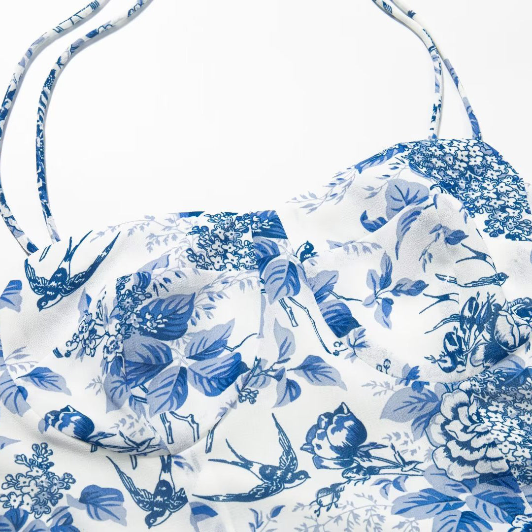 Printed Mini Dress with Asymmetric Hem