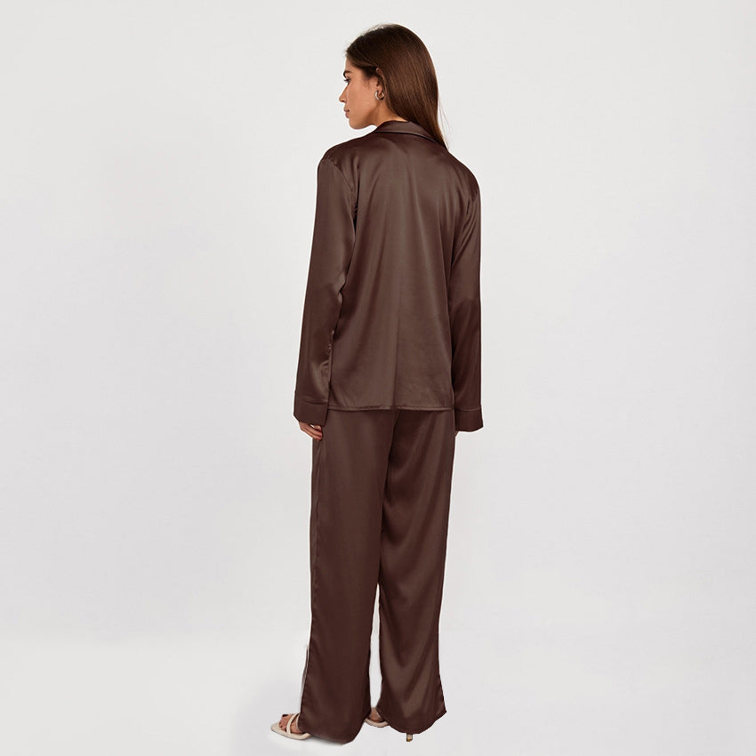Satin Lapel Comfortable Long Sleeve Dropshiping Sleepwear