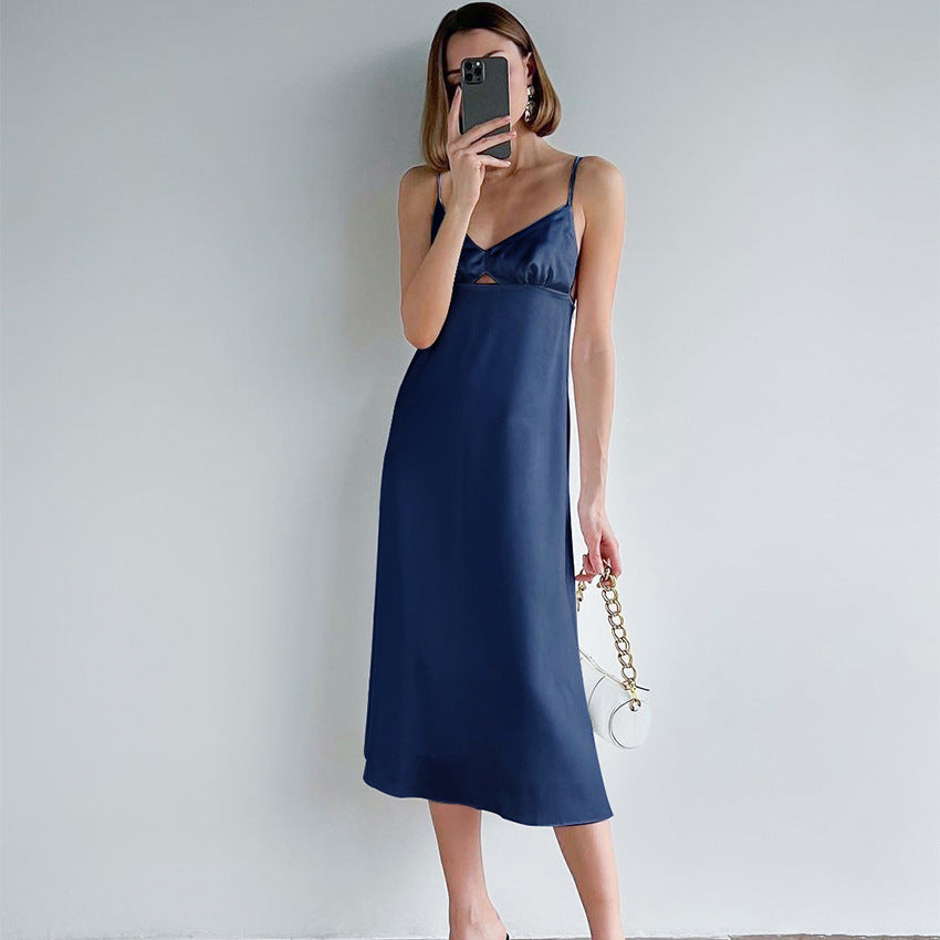 Sexy Condole Belt Hollow Out Fit Temperament Dress