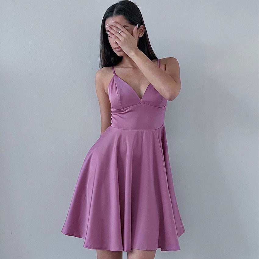 Sexy V-neck Halter Slim Waist Dress