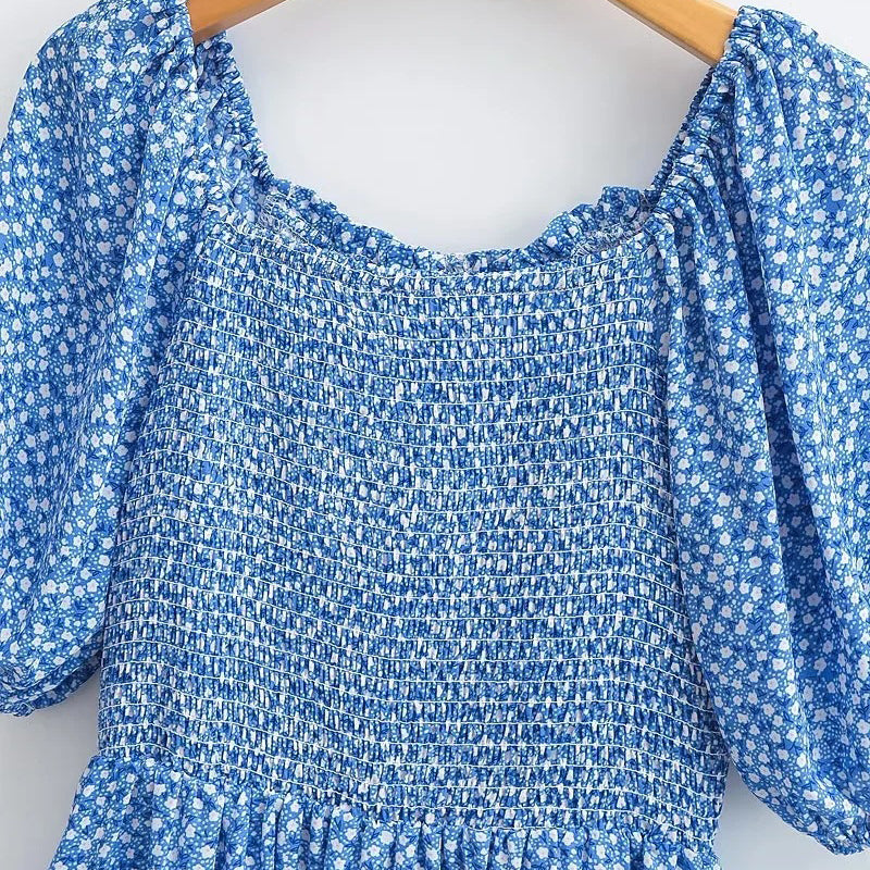 Printed Puff Sleeve Dress