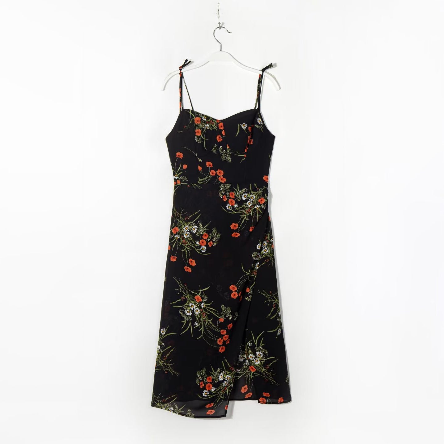 Draped Waist Printed Midi Dress