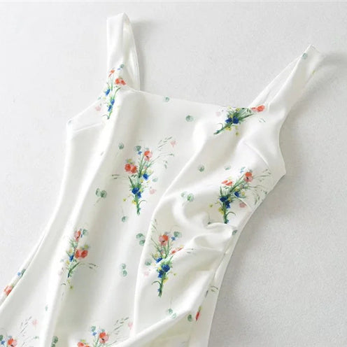 Sleeveless Printed Dress with Bust Dart