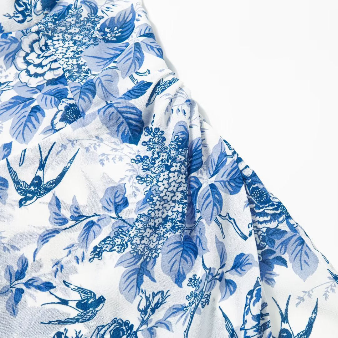 Printed Mini Dress with Asymmetric Hem