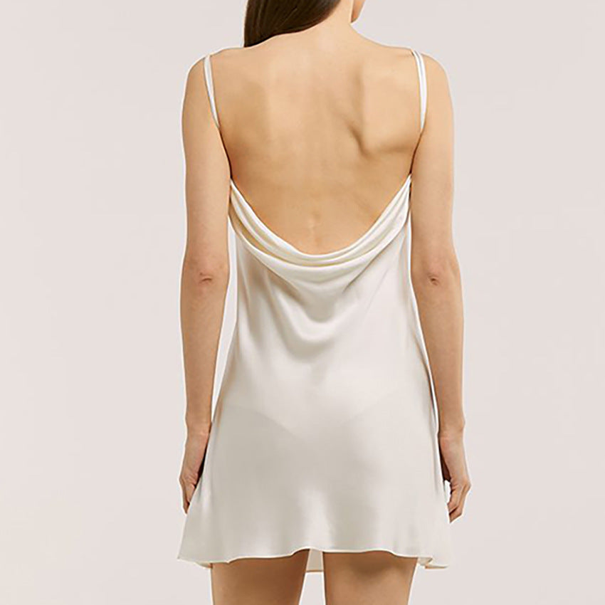 Halter Sleeveless Hollowed-out Satin Nightdress