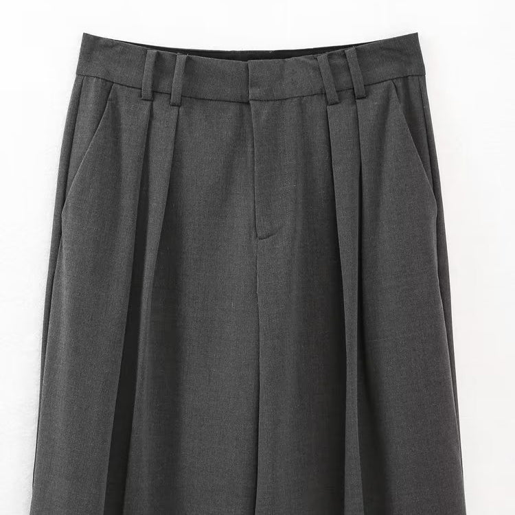 Wide Leg Double Pleated Loose Fit Pants