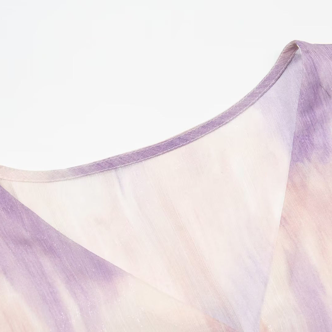 Draped Waist Printed Mini Dress