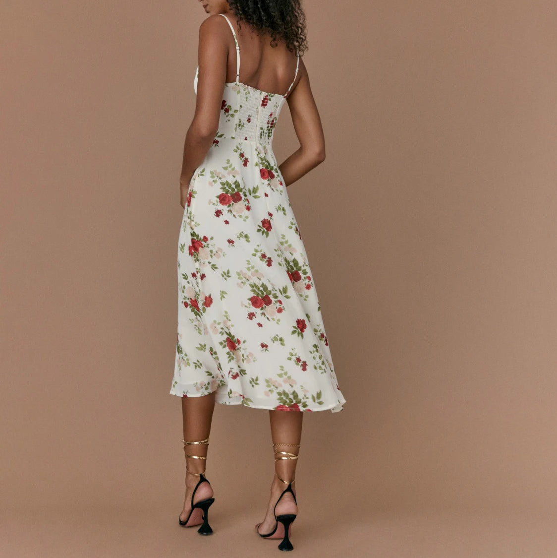 Floral Print Flare Midi Dress