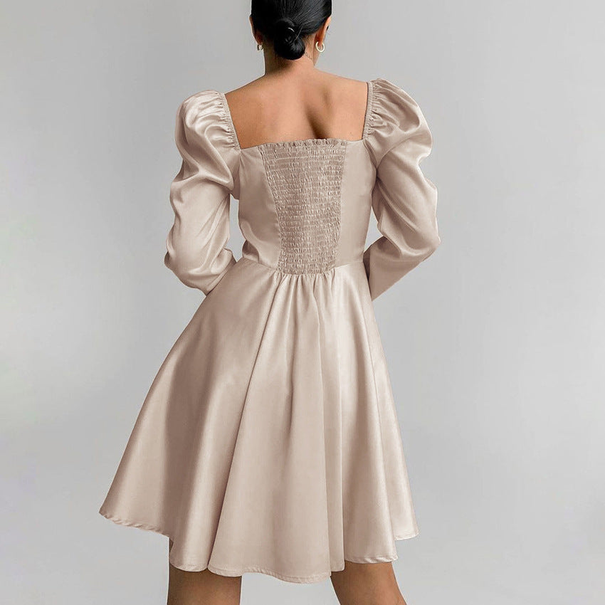 Club Night Elf Square Collar Bubble Sleeve Dress