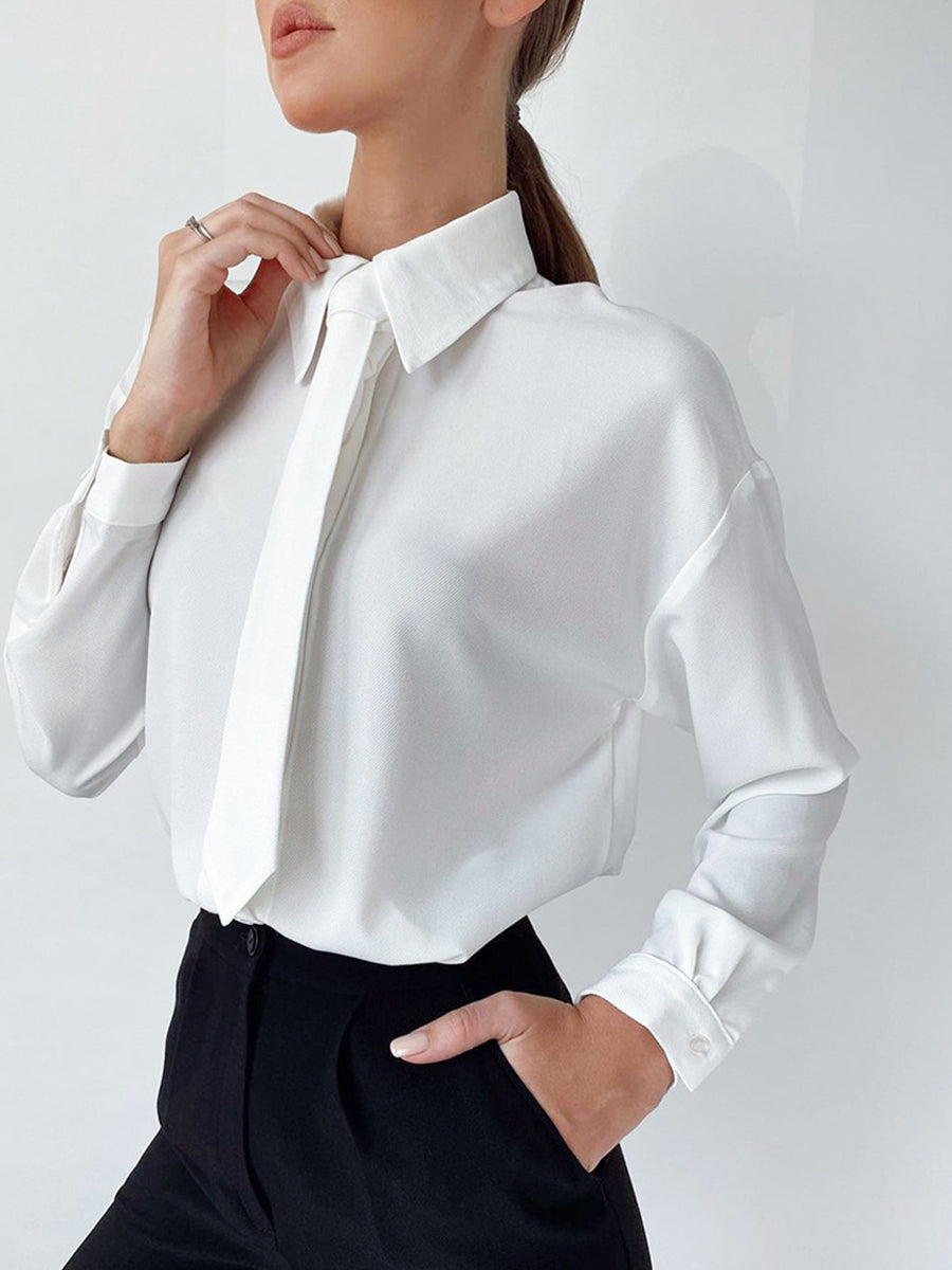 Lapel Collar Shirt Cardigan long sleeve shirt  casual style